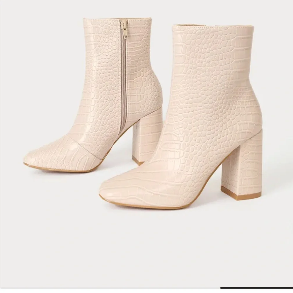 New Lulus My Generation Pale Pink Crocodile High Heel Mid-Calf Boots Size 11
